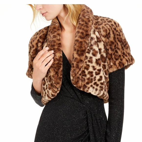 Vince Camuto Sweaters - Vince Camuto Animal Print Short Faux Fur Open Top,